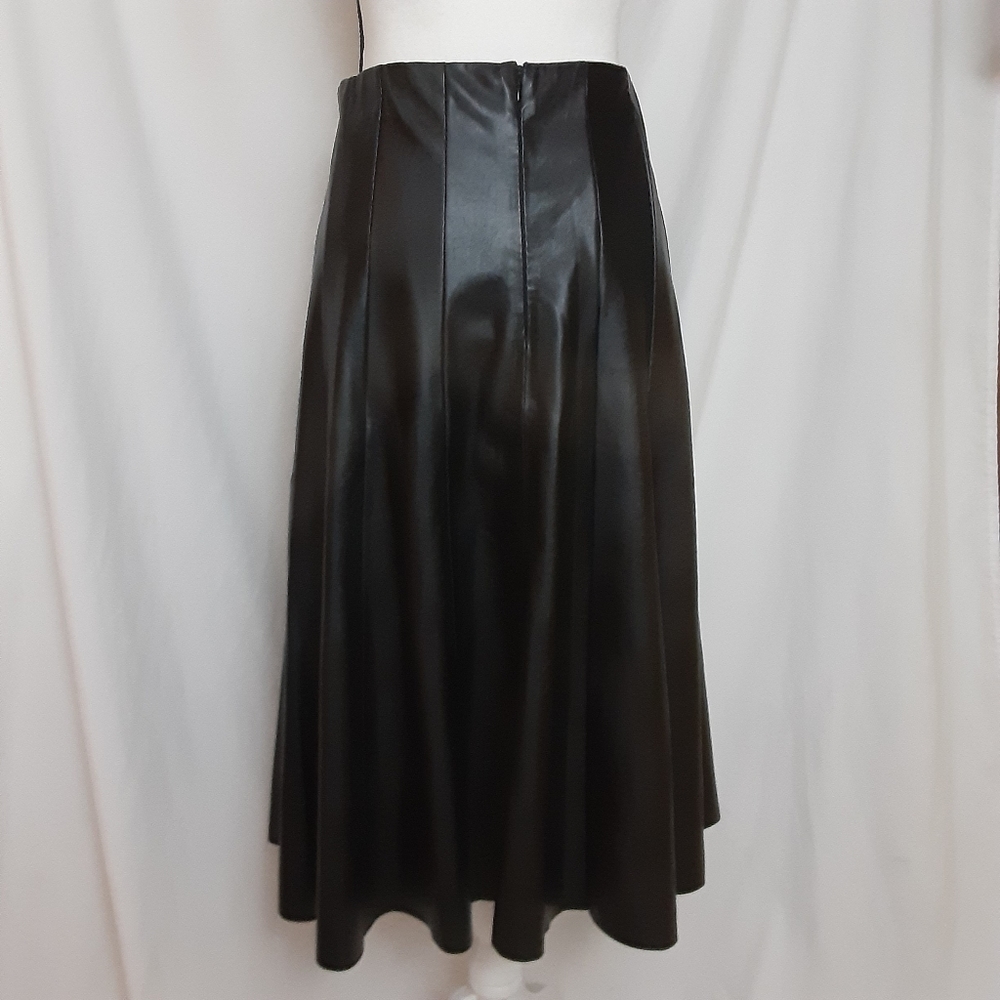 Eloquii Faux Leather Black Pleated Skirt - Picture 6 of 10